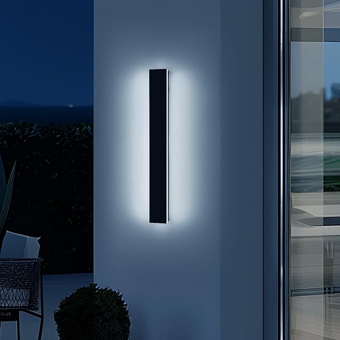 31.4inch Outdoor Wall Lights, Modern Outside Linear Wall Light, Dimmable 3000K-6000K, LED Outdoor Lights, IP65 Waterproof, Black Exterior Wall Sconce for House Doorway Patio Garden with Remote Control