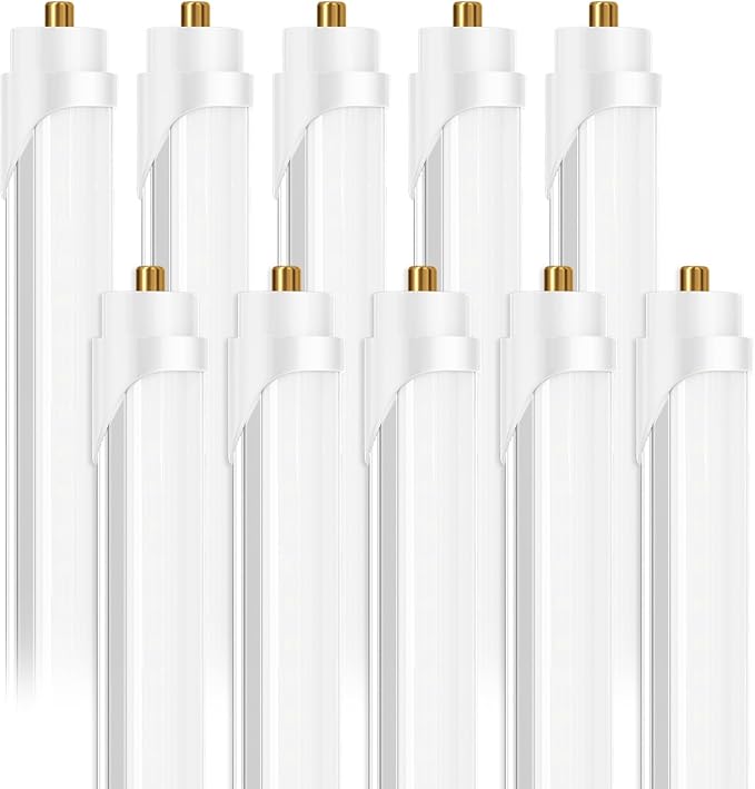 8 Foot Led Bulbs T8 T12 LED 8ft Tube Light F96T8 F96T12 LED Bulb 96" FA8 Single Pin LED Fluorescent Replacement, (100W Fluorescent Equivalent) 6500K CW Daylight Milky Cover, 10 Pack
