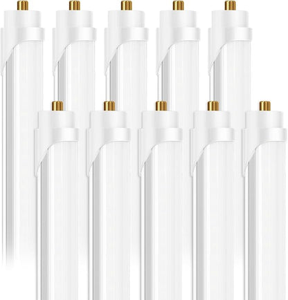 8 Foot Led Bulbs T8 T12 LED 8ft Tube Light F96T8 F96T12 LED Bulb 96" FA8 Single Pin LED Fluorescent Replacement, (100W Fluorescent Equivalent) 6500K CW Daylight Milky Cover, 10 Pack