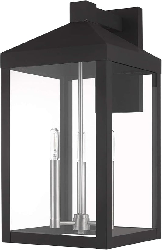 Livex Lighting 20585-04 Nyack Black 3 Light Outdoor Wall Lantern