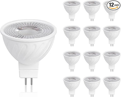 MR16 LED Bulb 50W Halogen Equivalent,2700K Warm White,5W MR16 GU5.3 12-36V AC&DC Spotlight Bulb,38° Beam Angle for Landscape,Dimmable,12-Pack.