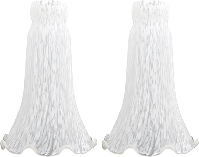 Lily Flower Glass Lampshade Replacement, 2 Pack,Tulip Style Table Floor Lamp Shade Replacement 4.2" x 4.2" x 6.7" (White)