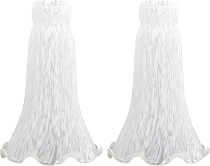 Lily Flower Glass Lampshade Replacement, 2 Pack,Tulip Style Table Floor Lamp Shade Replacement 4.2" x 4.2" x 6.7" (White)