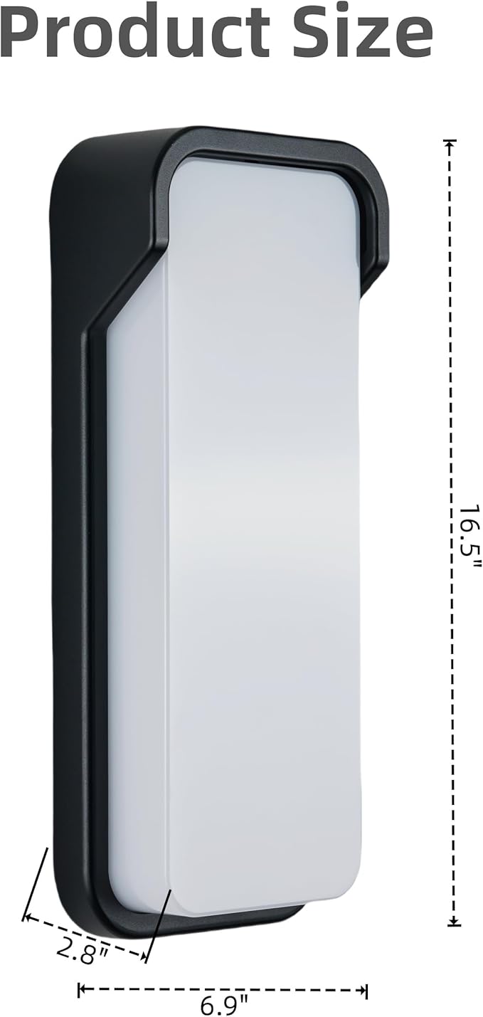 LANFU LED Modern Rectangular Outdoor Wall Sconce Light 3000K Outside Light for House Patio, Black Warm White, IP64 Waterproof Exterior Wall（16.5inch Bordered）