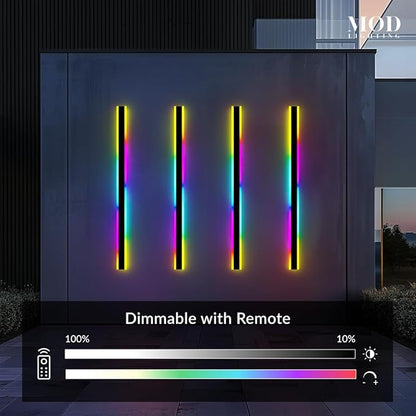 𝗠𝗢𝗗 𝗟𝗜𝗚𝗛𝗧𝗜𝗡𝗚 Haylen RGB | Waterproof Outdoor Wall Lights, Dimmable with Remote, 7 Colors and 358 Light Effects, Long Wall Sconce, Modern Linear Exterior Light Fixture, 1-Pack (RGB | 59")