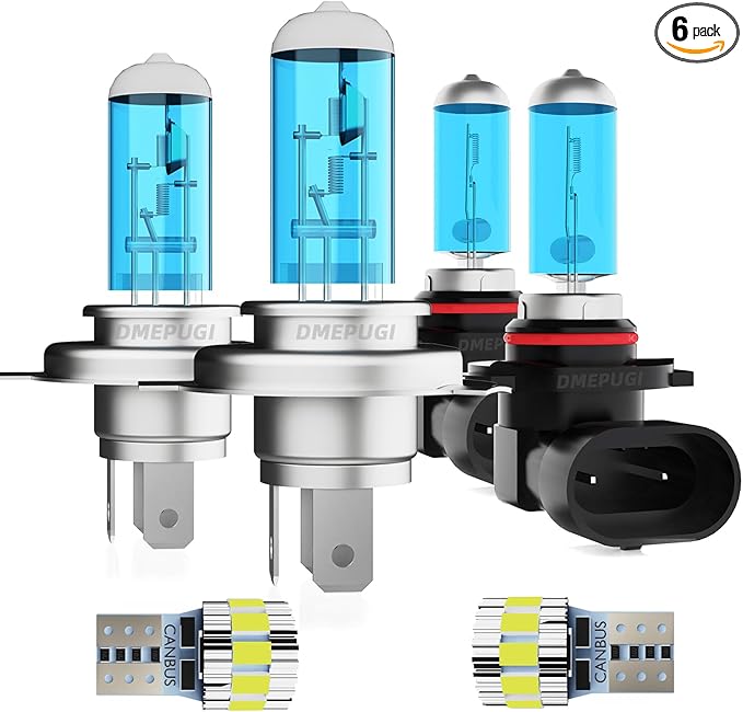 Headlight Bulbs License Plate Lights Fit For Toyota RAV4 2001-2005 Lights,9003/H4 High/Low Beam Halogen Bulb + 9006 Fog Lights + T10 License Plate Lights,Plug N Play,6000K White,6 Pack
