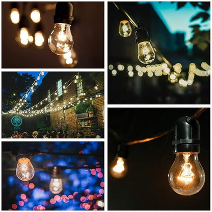 Hometown Evolution, Inc. E26 Commercial String Lights with 16 Gauge Wire (50 Foot 25 Socket, S14 Zig Zag Edison 11 Watt Bulbs)