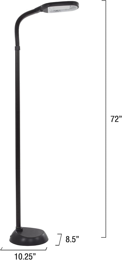 Floor Lamp - Full Spectrum Natural Sunlight Lamp with Bendable Neck - Reading, Craft, Studying, and Esthetician Light by Lavish Home (Black)