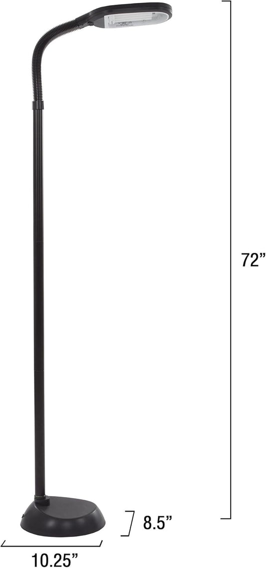 Floor Lamp - Full Spectrum Natural Sunlight Lamp with Bendable Neck - Reading, Craft, Studying, and Esthetician Light by Lavish Home (Black)