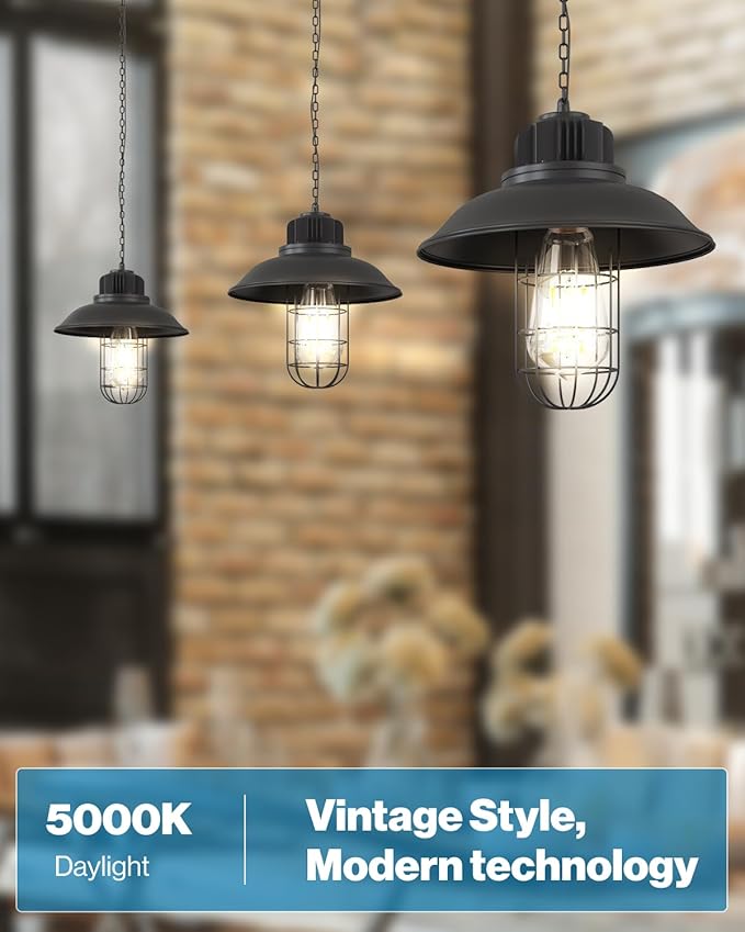 Sunco 12 Pack Vintage LED Edison Bulbs, 75W Equivalent 8.5W, 1000 LM, Dimmable ST58 Filament, ST18, 5000K Daylight, E26 Medium Base, Clear Glass Light Bulbs