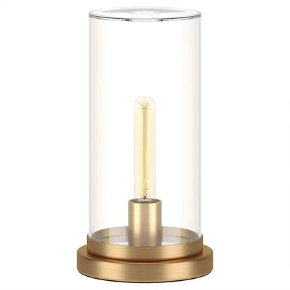 Henn&Hart 13" Tall Uplight Mini Lamp with Glass Shade in Brushed Gold, for Home, Living Room, Bedroom, Entertainment Room, Office, Kitchen, Dining