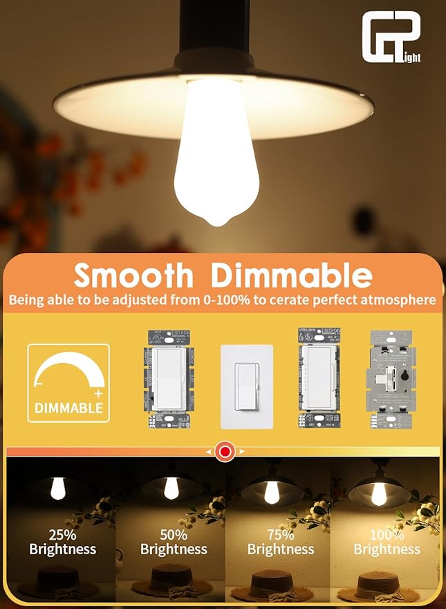 CRLight Dimmable Opal LED Edison Bulbs, 8W (80W Eqv) 800LM 3000K Soft White, Vintage Antique Style Milky Glass ST19 = ST58 E26 Filament Light, 8 Pack