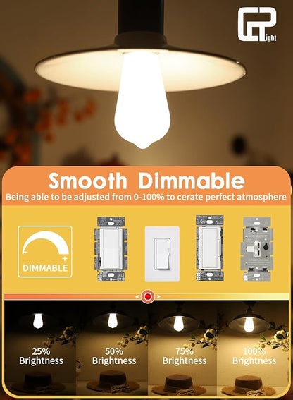 CRLight Dimmable Opal LED Edison Bulbs, 8W (80W Eqv) 800LM 3000K Soft White, Vintage Antique Style Milky Glass ST19 = ST58 E26 Filament Light, 8 Pack