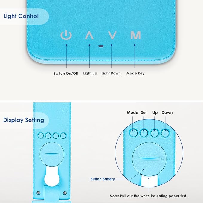 Multifunctional LED Desk Lamp with Wireless Charger,USB Charging Port,Clock,Phone Holder,Desk Lamps for Home Office,Eye-Caring Reading Lamp,Study Lamp for Boys,Girls,Teens,Blue