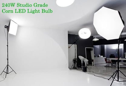 DragonLight 240W Commercial Grade Corn LED Light Bulb (1000 Watt Metal Halide/HID/HPS Replacement) E39 Large Mogul Base LED Lamp 5000K Daylight 32,400 LM for High Bay Area Lighting