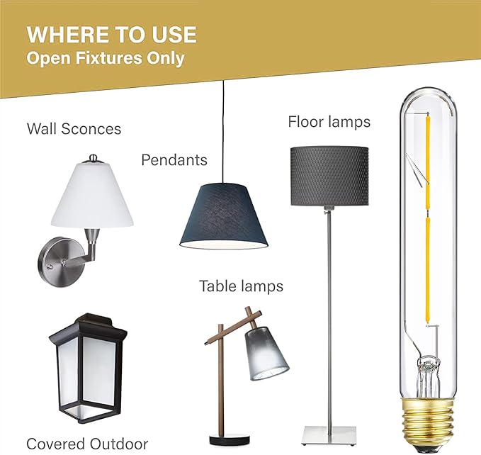 Leools Vintage T9 LED Tube Light Bulbs 40W Equivalent, 2700K Warm White, 400 Lumens, Dimmable Edison Tubular Light Bulbs 4W, Clear Glass, LED Filament Bulb,E26 Standard,4 Pack