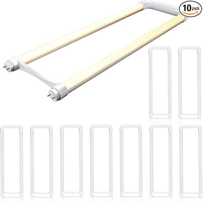 3500K Soft Warm Light,10 Pack LED U Shaped Tube Bulb,18W(40W Equivalent),2200LM Super Bright, Dual-End Powered, Ballast Removed,2FT U Bend LED Tube Light for Office, School