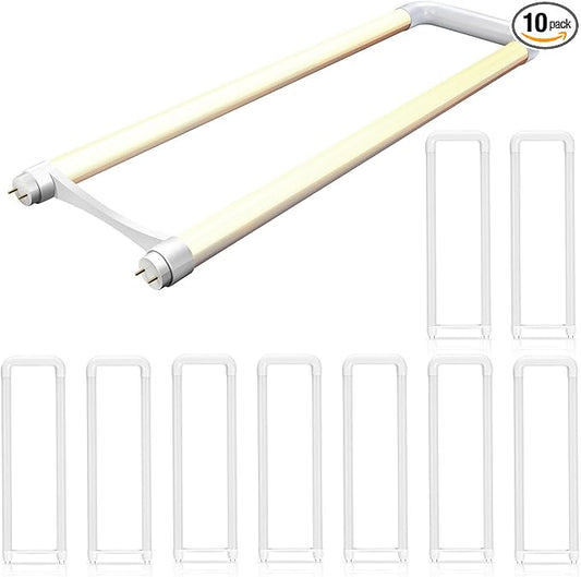 3500K Soft Warm Light,10 Pack LED U Shaped Tube Bulb,18W(40W Equivalent),2200LM Super Bright, Dual-End Powered, Ballast Removed,2FT U Bend LED Tube Light for Office, School
