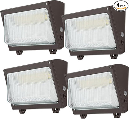 kadision LED Wall Pack with Dusk-to-Dawn Photocell, 120W/100W/80W Adjustable, 3000K/4000K/5000K Selectable, 15600lm 0-10V Dimmable Outdoor Security Lighting, 120-277V ETL Listed 4-Pack