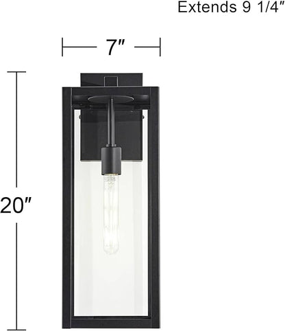 John Timberland Titan Modern Industrial Outdoor Wall Light Fixture Mystic Black Metal 20" Clear Glass Damp Rated for Exterior House Porch Patio Outside Deck Garage Yard Front Door Garden Home