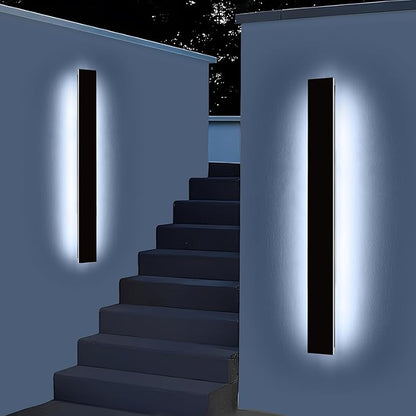 Mikeru Upgraded 2 Pack 57" Modern Outdoor Wall Sconce, 4.3" Wide IP65 Waterproof Exterior Light Fixtures Cover US Junction Box, 3000K/4500K/6000K 3-Color Temp LED Porch Lights for Garage, Patio