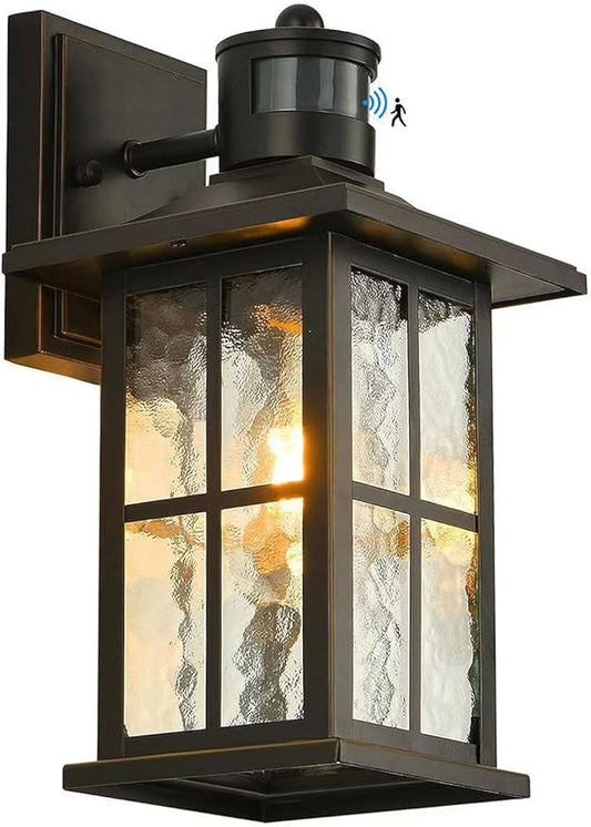 Motion Sensor Porch Light Dusk to Dawn Outdoor Wall Lantern Black Exterior Sconce Lighting Fixtures Modern Outside Wall Mount Coach Lamp for House Garage Patio Front Door