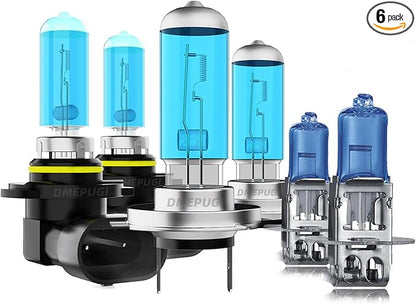Lights Compatible With Toyota Celica 2000-2005 Headlight Bulbs, 9005 High Beam + H7 Low Beam + H3 Fog Lights Halogen Light Bulb Combo, Super Bright 6000K White,Pack of 6