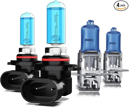 Light Bulbs Compatible with Maxima 2004-2006 halogen Headlight Bulbs, 9012/HIR2 High Beams*2 + h3 fog Beams*2, Super Brighter Headlights, Pack Of 4