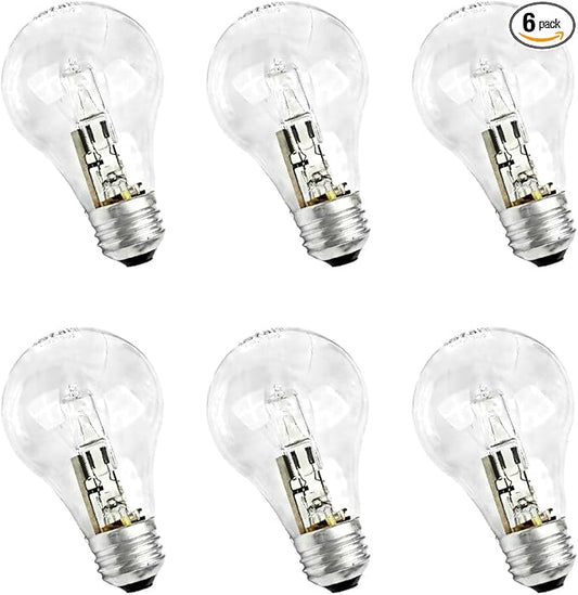 6Pcs 43W Light Bulbs 43 Watt 120V A19 E26, 60W Halogen Light Bulb Soft Clear Dimmable