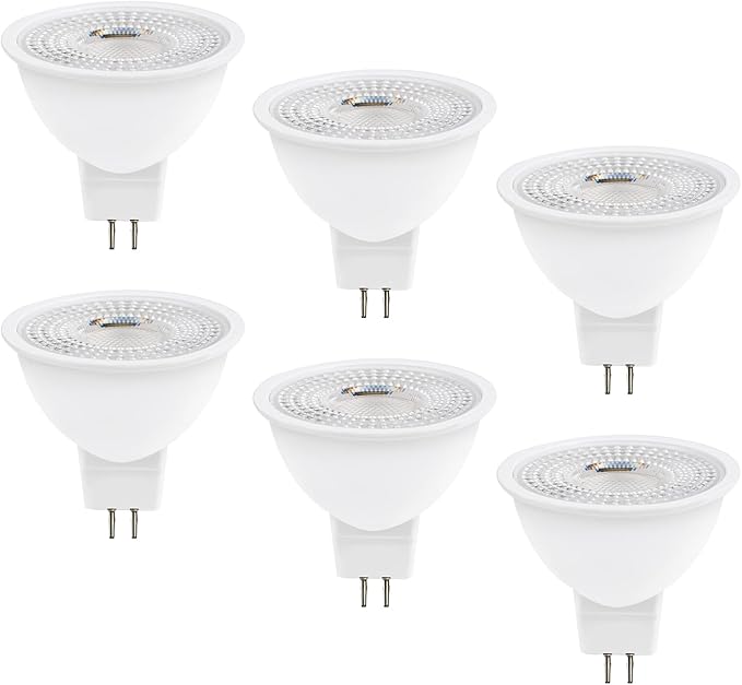 MR16 LED Bulb 50W Halogen Equivalent,3000K Warm White,5W MR16 GU5.3 12-36V AC&DC Spotlight Bulb,38° Beam Angle for Landscape,NO-Dimmable,6pack.