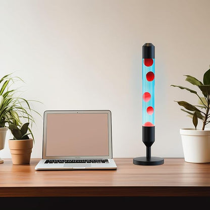24.4-Inch Relaxing Liquid Motion Lamps,Magma Lamps, Home Decor Living Room Office Bedroom Lamp ((Red Wax Blue Water/Black))