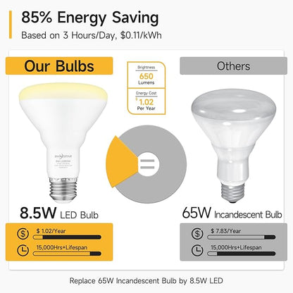 SHINESTAR 12 Pack Flood Light Bulb Indoor, 65W Equivalent Dimmable BR30 Led Recessed Lights Bulb, 2700K Soft Warm White, E26 Standard Base for Kitchen Ceiling, Recessed Can,650 Lumens, 8.5W