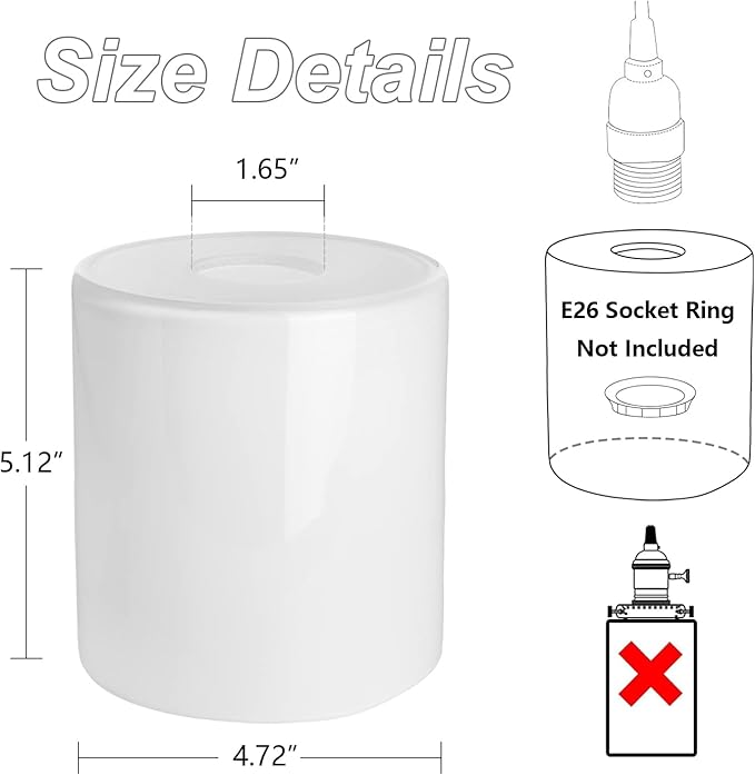 1 Pack White Opal Glass Lamp Shade with 1-5/8-inch Fitter Opening,Height 5.12 in,Diameter 4.72 in, Replacement Lampshade for Pendant light,Table Lamp,Wall Sconces