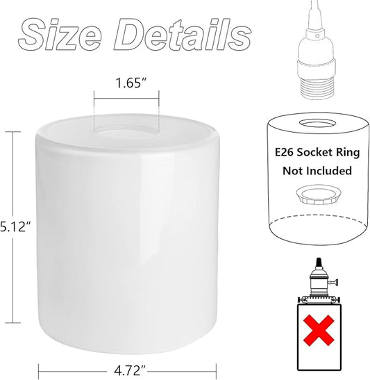 1 Pack White Opal Glass Lamp Shade with 1-5/8-inch Fitter Opening,Height 5.12 in,Diameter 4.72 in, Replacement Lampshade for Pendant light,Table Lamp,Wall Sconces
