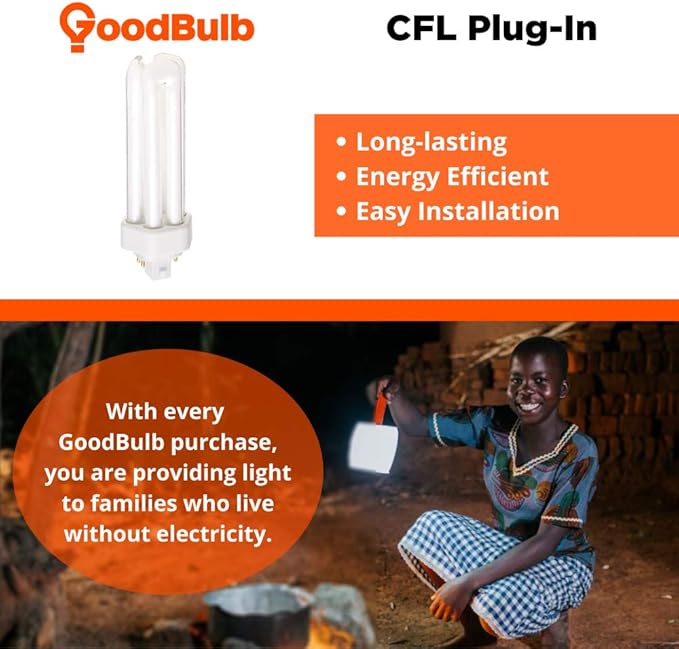 GoodBulb 32 Watt CFL Light Bulbs 4 Pin GX24Q-3 Base 5000K Daylight 32W High Output 2400 Lumens Triple Tube Compact Fluorescent Light Bulbs Plug-in Car Dealership Lighting 10 Pack