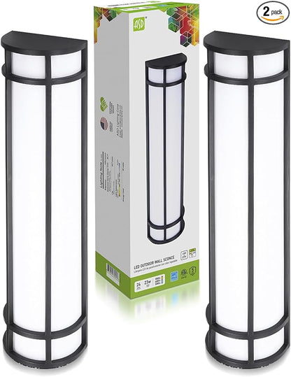 ASD LED 24" Half Cylinder Wall Light, Outdoor Patio Sconce | 3CCT, Stainless Steel, Waterproof, Energy Star, ETL Listed | 24W 1970LM 3000-5000K 100-277V | Exterior Lighting | Dark Bronze, 2 Pack