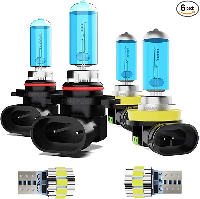 Headlight Bulbs License Plate Lights Fit For Toyota RAV4 2016 2017 Light Bulbs,9012 Hir2 High/Low Beam Lights + h11/h9/h8 Fog Lights + T10 License Plate Lights,Plug and Play, Pack of 6