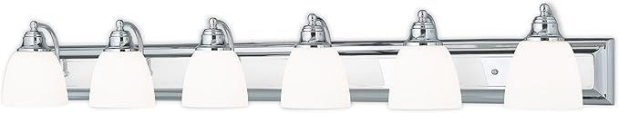 Livex Lighting 10506-05 Transitional Six Light Bath Vanity from Springfield Collection Finish, Polished Chrome, 48 x 7 x 7