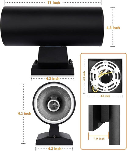 Outdoor Wall Light, Exterior Lighting - ETL Listed, Die-Casting Aluminum Waterproof Wall Mount Cylinder Design - Up Down Light Fixture for Porch, Backyard and Patio (Black)