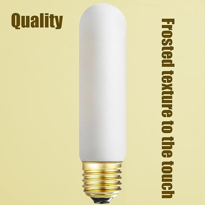 Leools T10 LED Light Bulb 6inch E26 Base Matt Opal Porcelain Warm White 2700K Dimmable Edison 8W Led Tubular Bulb,600LM,60 Watt Equivalent,Outside Frosted Glass,for Cabinet Display Cabinet etc,6 Pcs.
