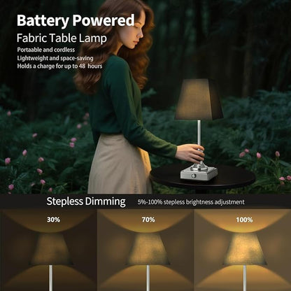 Rechargeable LED Table Lamps with Stepless Touch Control,Light Sliver Cordless Lamp for Living Room&Bedside&Patio&Shower,Small Desk Lamp(6000mAH Battery),1 Pack for Home Decor,Best Gifts for Family
