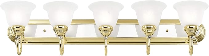 Livex Lighting 1005-25 Belmont 5-Light Bath Light, Polished Brass and Chrome, 36 x 8.5 x 8.5