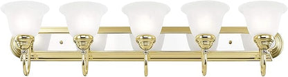 Livex Lighting 1005-25 Belmont 5-Light Bath Light, Polished Brass and Chrome, 36 x 8.5 x 8.5