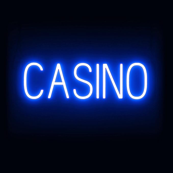 SpellBrite CASINO Sign | Gaming-Related Sign with Neon Look, Blue LED Light Source | 22.5" x 6.3"