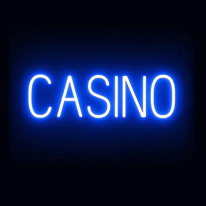 SpellBrite CASINO Sign | Gaming-Related Sign with Neon Look, Blue LED Light Source | 22.5" x 6.3"