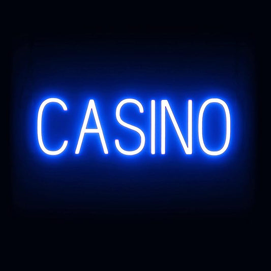 SpellBrite CASINO Sign | Gaming-Related Sign with Neon Look, Blue LED Light Source | 22.5" x 6.3"