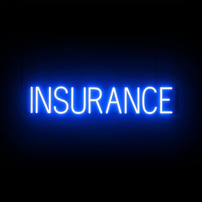 SpellBrite INSURANCE Sign | Neon Insurance Sign Look, Blue LED Light Source | 32.9" x 6.3"