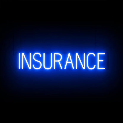 SpellBrite INSURANCE Sign | Neon Insurance Sign Look, Blue LED Light Source | 32.9" x 6.3"