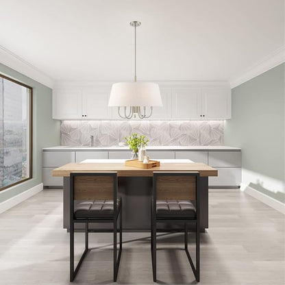 Livex Lighting 50805-91 Belclaire - Six Light Chandelier, Brushed Nickel Finish with Oatmeal Fabric Shade