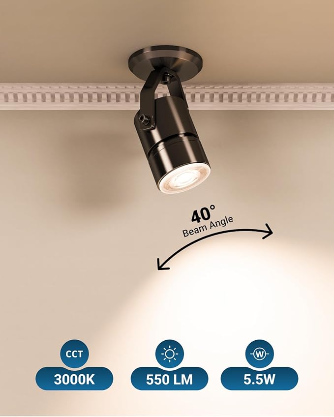 Sunco 6 Pack MR16 LED Bulb, GU10 Dimmable Track Light Bulbs, 5.5W=50W, 3000K Warm White, 550 LM, 25000 Lifetime Hours UL.